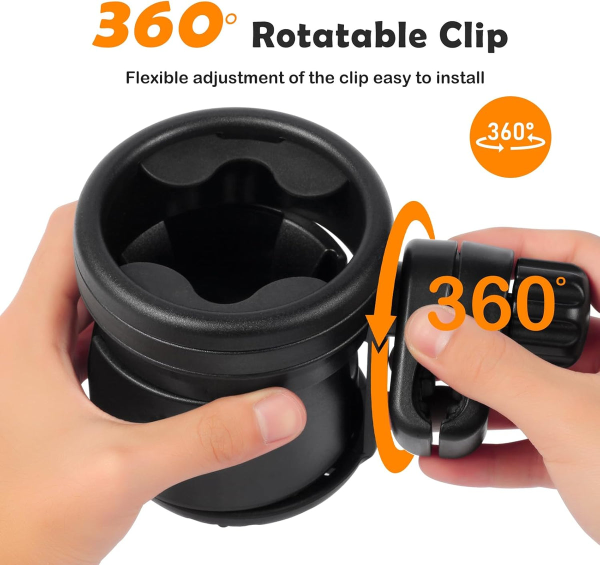 Cup Holders for Bugaboo Strollers, Dual Drink Holder with 360° Rotation, ABS + Silicone, Holds Large & Small Cups