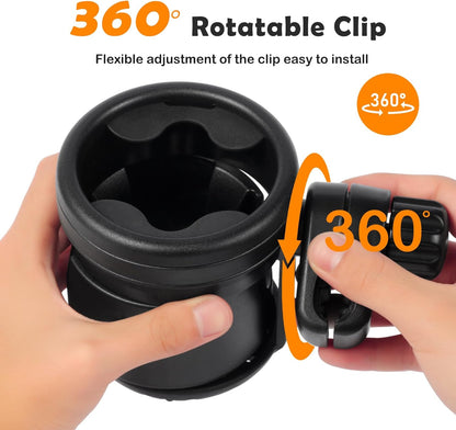 Cup Holders for Bugaboo Strollers, Dual Drink Holder with 360° Rotation, ABS + Silicone, Holds Large & Small Cups