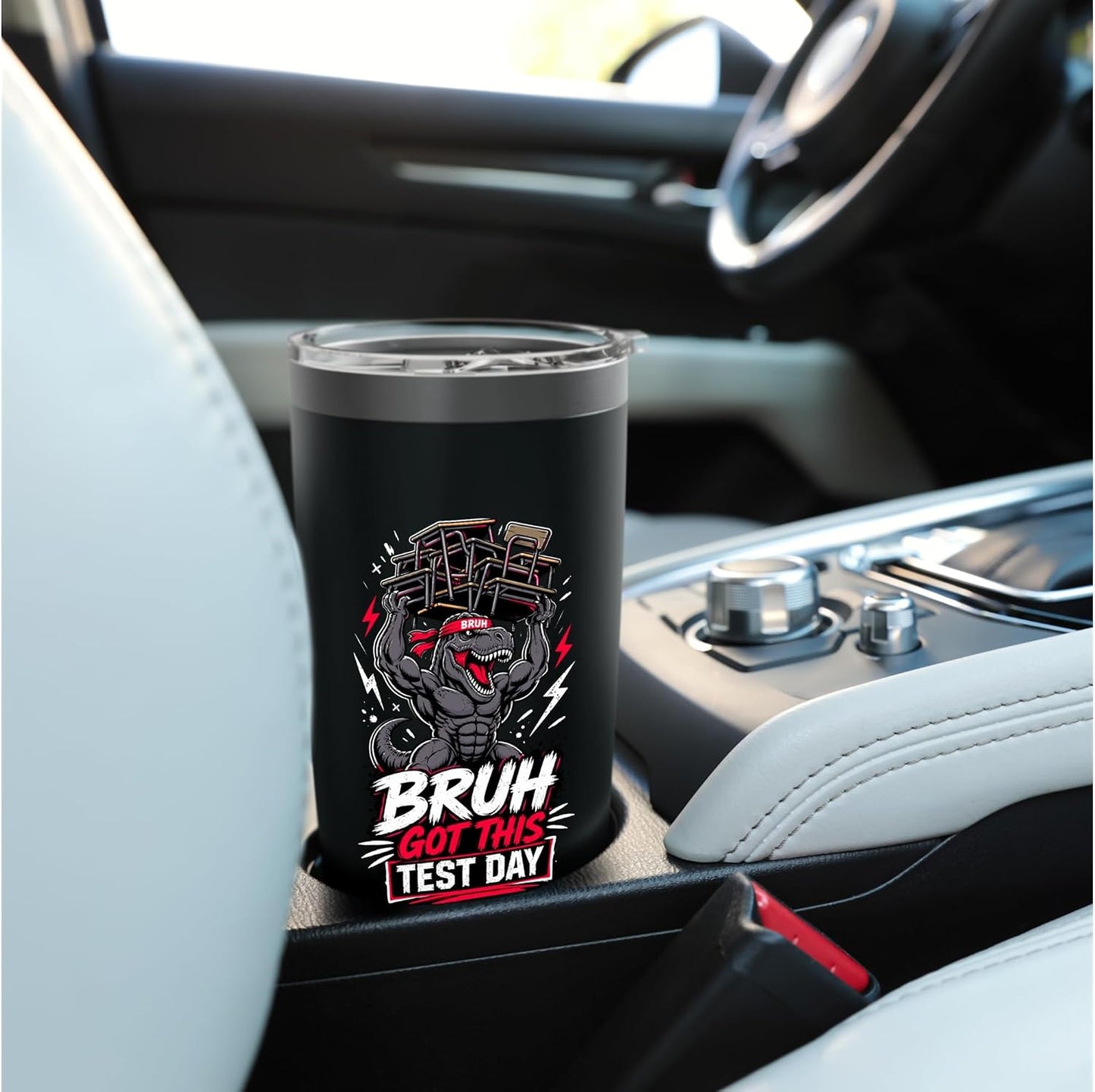 Bruh Got This Test Day Mighty Dino Lifting Desks Stainless Steel Insulated Tumbler