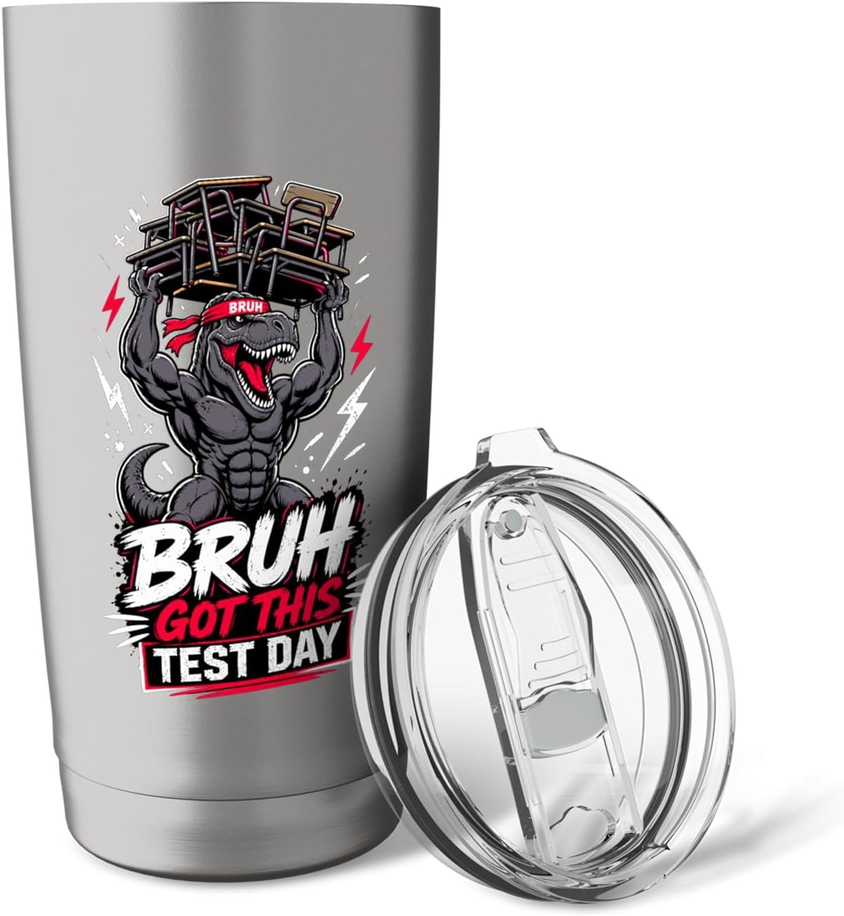 Bruh Got This Test Day Mighty Dino Lifting Desks Stainless Steel Insulated Tumbler