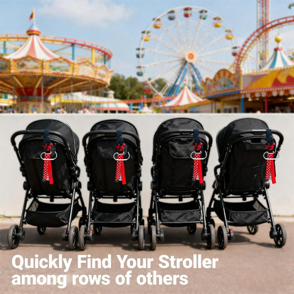 Universal Stroller Hooks with Sparkly Red Sequin Decor & Polka Dot Ribbon, Quickly Locate Your Stroller in Crowded Parks, Airports, Cute Theme Park Trip Essentials, Adjustable