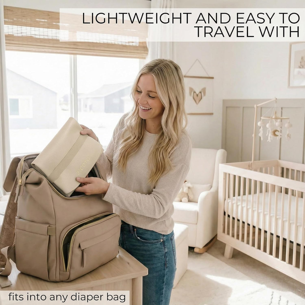 Beautiful Baby Diaper Changing Mat Made of Vegan Leather - Soft & Foldable
