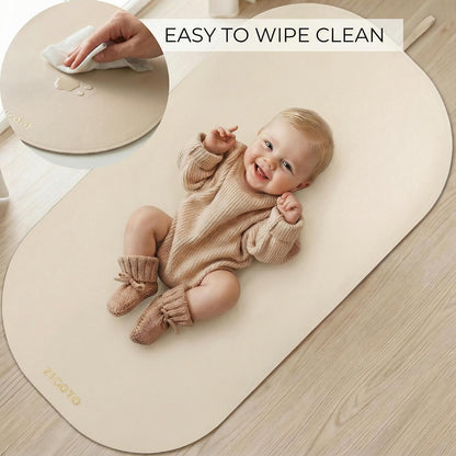 Beautiful Baby Diaper Changing Mat Made of Vegan Leather - Soft & Foldable