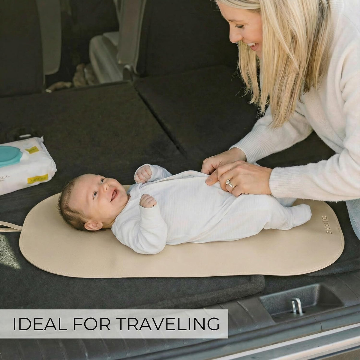Beautiful Baby Diaper Changing Mat Made of Vegan Leather - Soft & Foldable