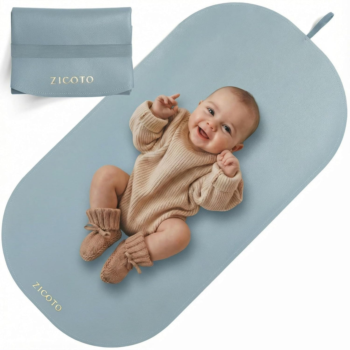 Beautiful Baby Diaper Changing Mat Made of Vegan Leather - Soft & Foldable