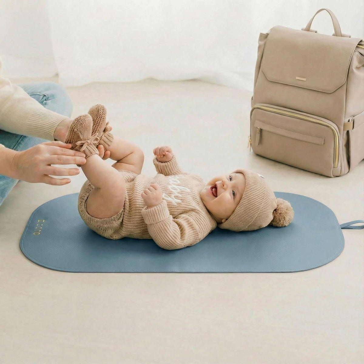 Beautiful Baby Diaper Changing Mat Made of Vegan Leather - Soft & Foldable