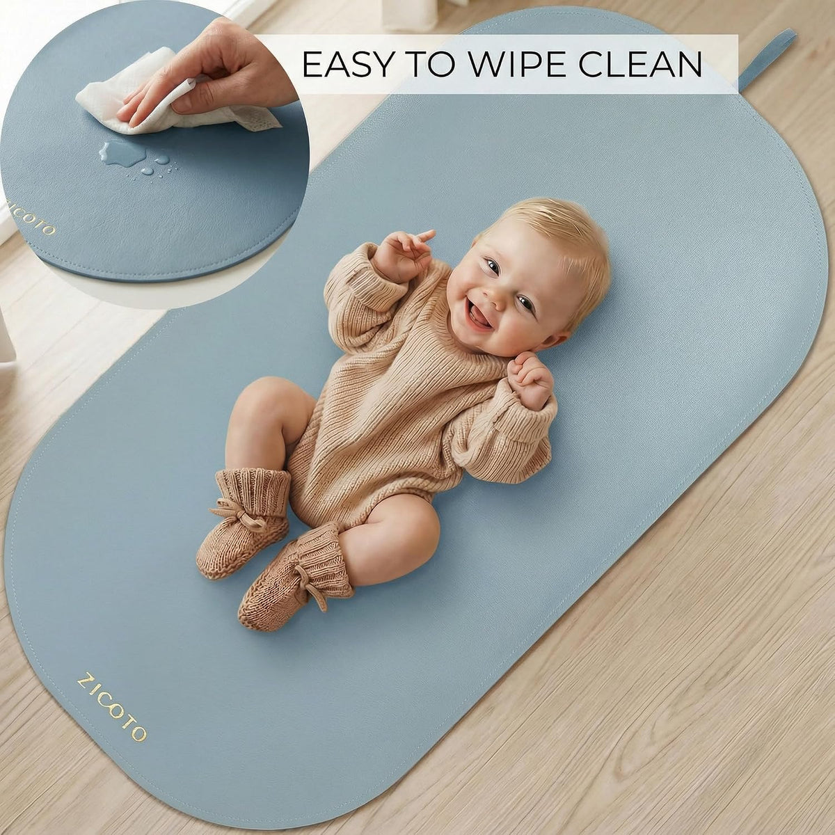 Beautiful Baby Diaper Changing Mat Made of Vegan Leather - Soft & Foldable