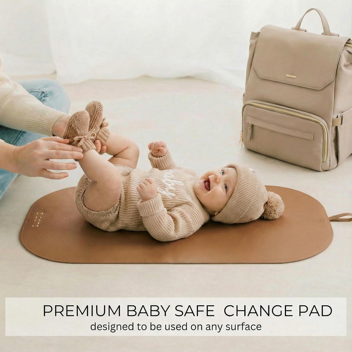 Beautiful Baby Diaper Changing Mat Made of Vegan Leather - Soft & Foldable
