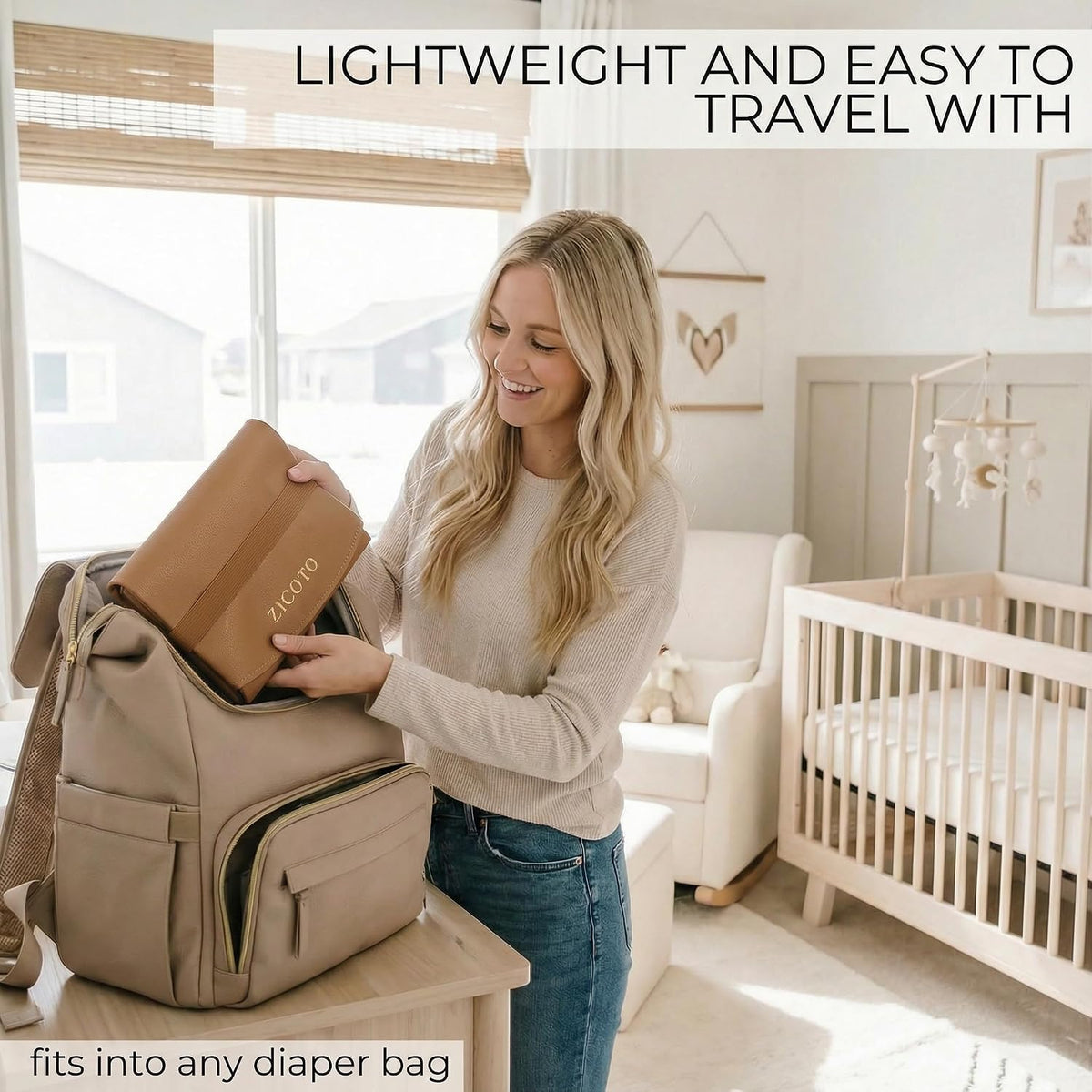 Beautiful Baby Diaper Changing Mat Made of Vegan Leather - Soft & Foldable