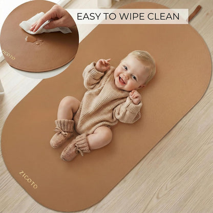 Beautiful Baby Diaper Changing Mat Made of Vegan Leather - Soft & Foldable