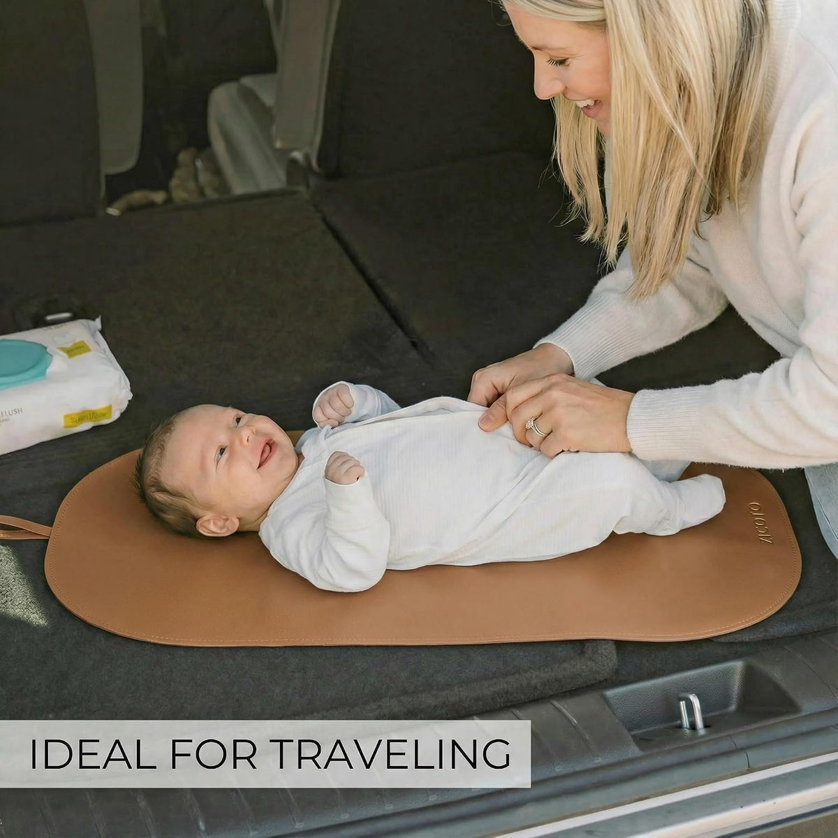 Beautiful Baby Diaper Changing Mat Made of Vegan Leather - Soft & Foldable