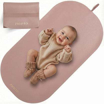 Beautiful Baby Diaper Changing Mat Made of Vegan Leather - Soft & Foldable
