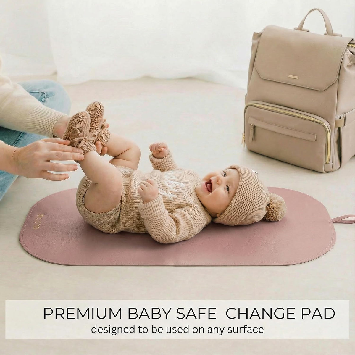 Beautiful Baby Diaper Changing Mat Made of Vegan Leather - Soft & Foldable