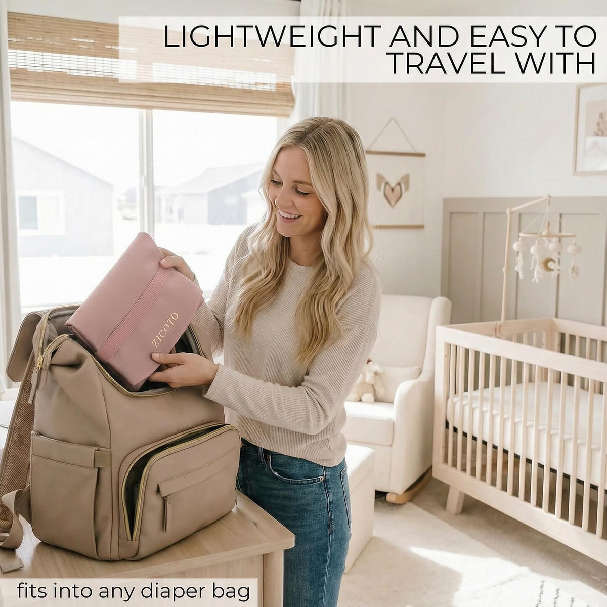Beautiful Baby Diaper Changing Mat Made of Vegan Leather - Soft & Foldable