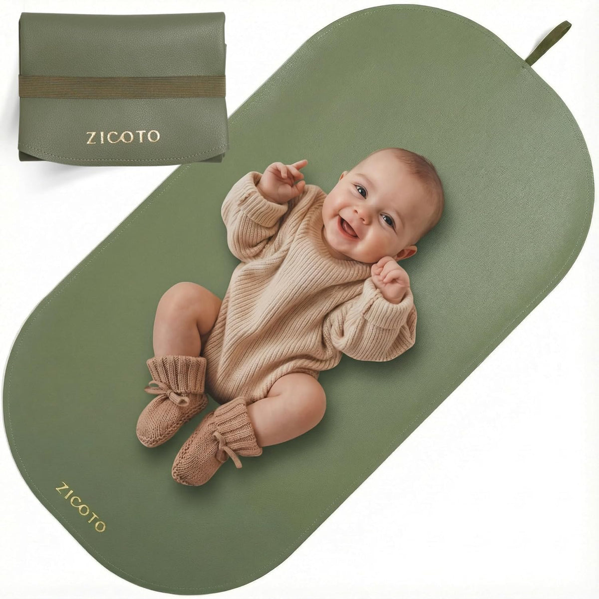 Beautiful Baby Diaper Changing Mat Made of Vegan Leather - Soft & Foldable