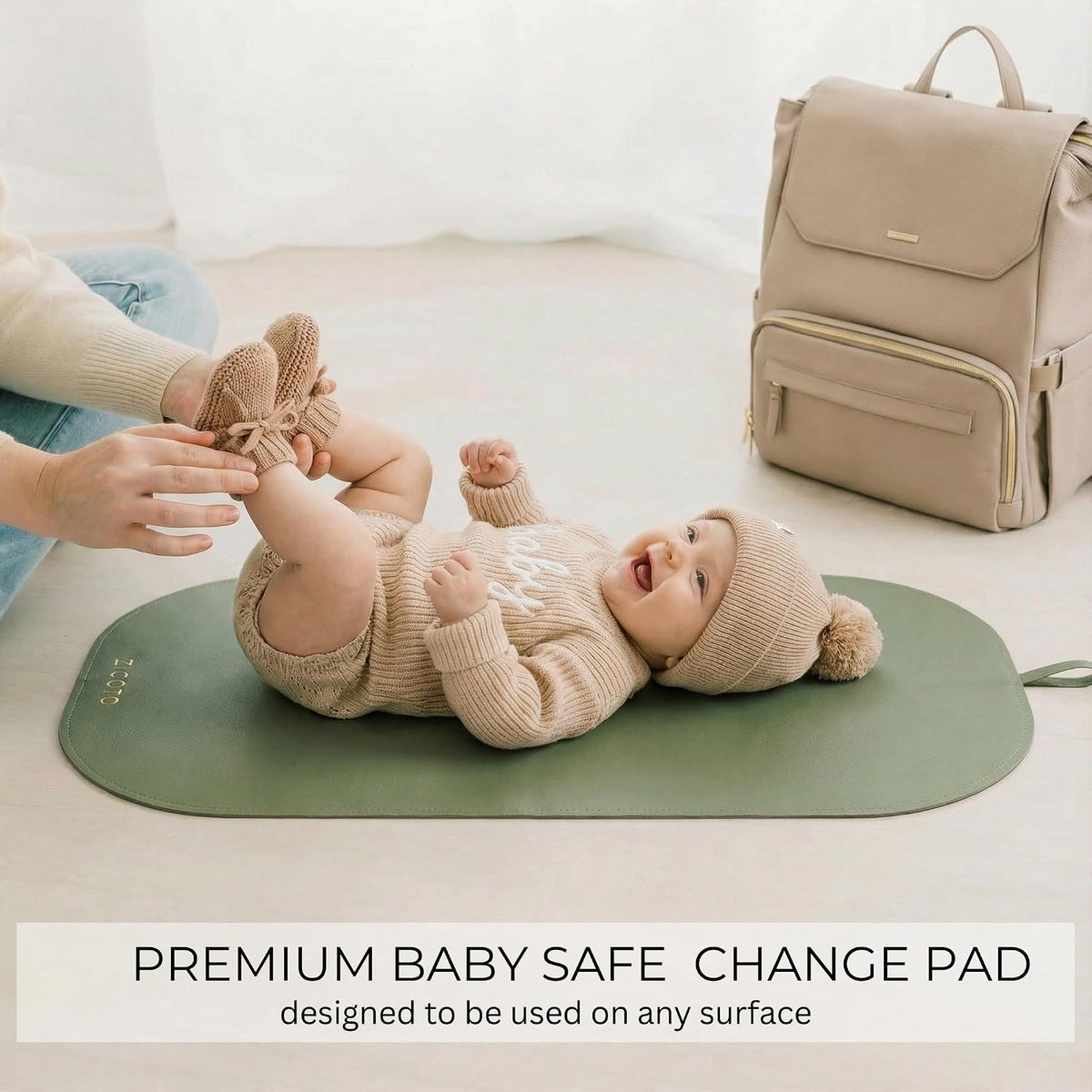 Beautiful Baby Diaper Changing Mat Made of Vegan Leather - Soft & Foldable