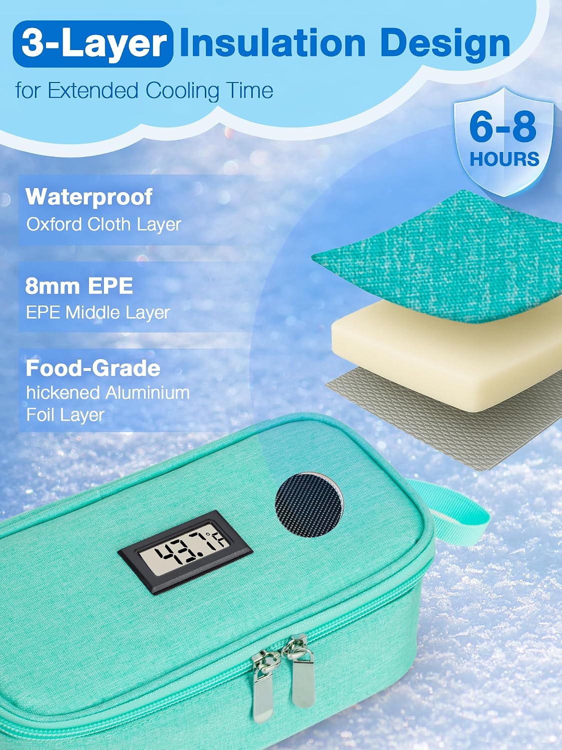 Breast Milk Cooler Bag with Real-Time Temperature Display, Portable Travel Breastmilk Storage Case, Includes 2 Reusable Ice Packs, for Pumping Moms on The Go (Pink)