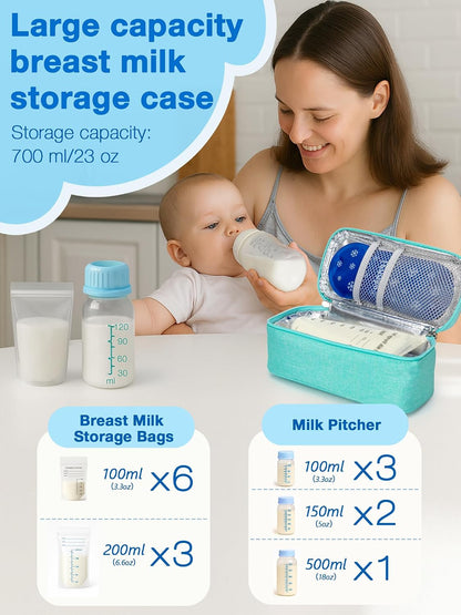 Breast Milk Cooler Bag with Real-Time Temperature Display, Portable Travel Breastmilk Storage Case, Includes 2 Reusable Ice Packs, for Pumping Moms on The Go (Pink)