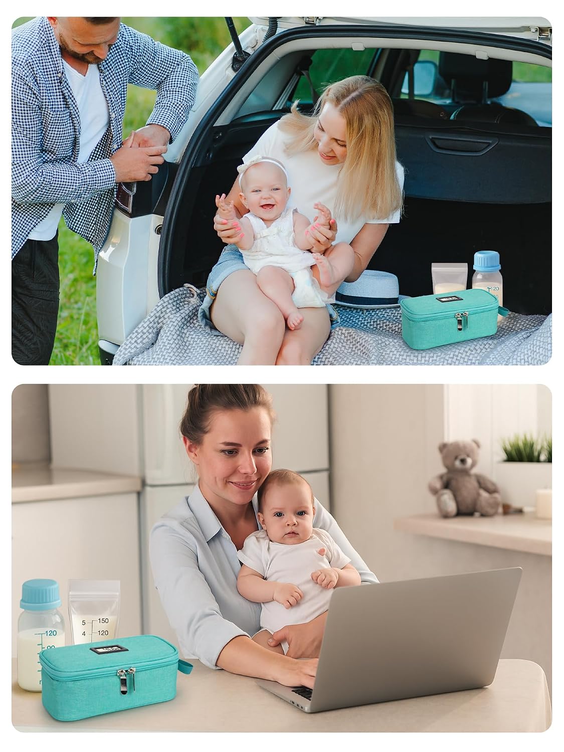 Breast Milk Cooler Bag with Real-Time Temperature Display, Portable Travel Breastmilk Storage Case, Includes 2 Reusable Ice Packs, for Pumping Moms on The Go (Pink)