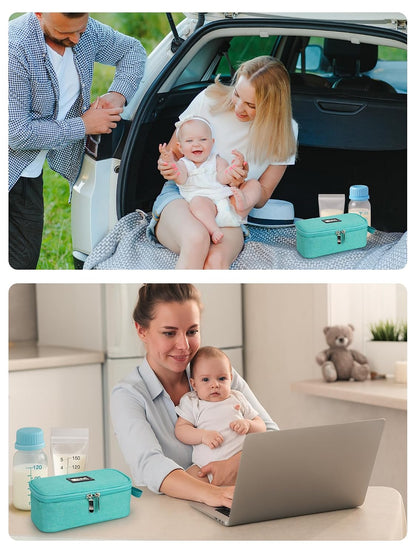 Breast Milk Cooler Bag with Real-Time Temperature Display, Portable Travel Breastmilk Storage Case, Includes 2 Reusable Ice Packs, for Pumping Moms on The Go (Pink)