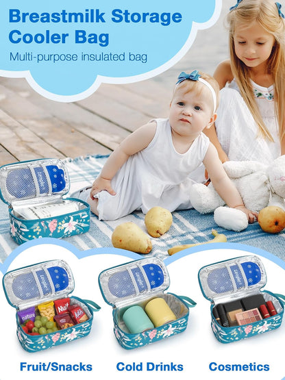 Breast Milk Cooler Bag with Real-Time Temperature Display, Portable Travel Breastmilk Storage Case, Includes 2 Reusable Ice Packs, for Pumping Moms on The Go (Pink)