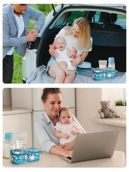 Breast Milk Cooler Bag with Real-Time Temperature Display, Portable Travel Breastmilk Storage Case, Includes 2 Reusable Ice Packs, for Pumping Moms on The Go (Pink)