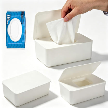 3 PCS Wipes Dispenser Compatible with Cottonelle Refill Pack, Flushable Wet Wipes Container with Sealing Lid, Non-Slip Wipe Holder Keeps Wipes Fresh, Refillable Case for Home & Travel