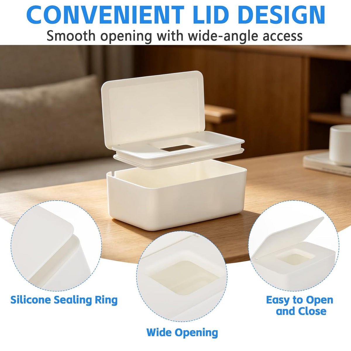 3 PCS Wipes Dispenser Compatible with Cottonelle Refill Pack, Flushable Wet Wipes Container with Sealing Lid, Non-Slip Wipe Holder Keeps Wipes Fresh, Refillable Case for Home & Travel