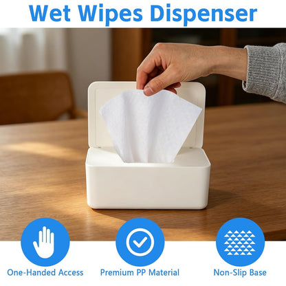 3 PCS Wipes Dispenser Compatible with Cottonelle Refill Pack, Flushable Wet Wipes Container with Sealing Lid, Non-Slip Wipe Holder Keeps Wipes Fresh, Refillable Case for Home & Travel