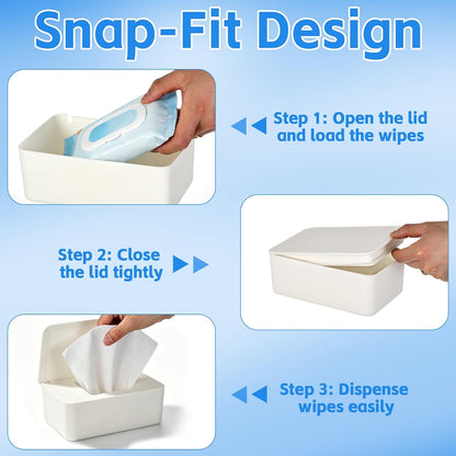 3 PCS Wipes Dispenser Compatible with Cottonelle Refill Pack, Flushable Wet Wipes Container with Sealing Lid, Non-Slip Wipe Holder Keeps Wipes Fresh, Refillable Case for Home & Travel