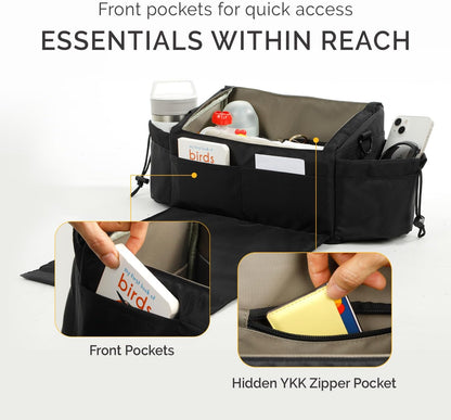 VERAVIE Extra Large Stroller Caddy Organizer Storage Bag, Cup Holders