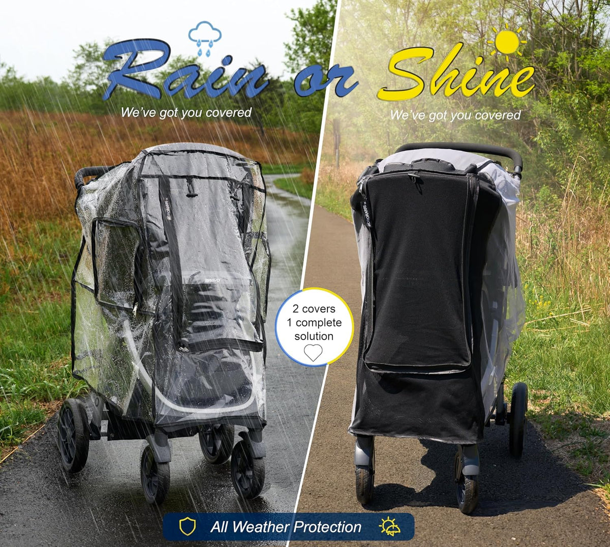Stroller Sunshade & Rain Cover-Protects Your Baby- Sun Rain Wind Dust Snow