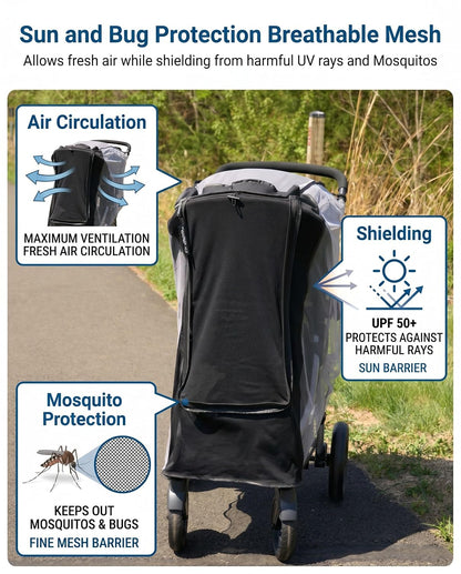 Stroller Sunshade & Rain Cover-Protects Your Baby- Sun Rain Wind Dust Snow