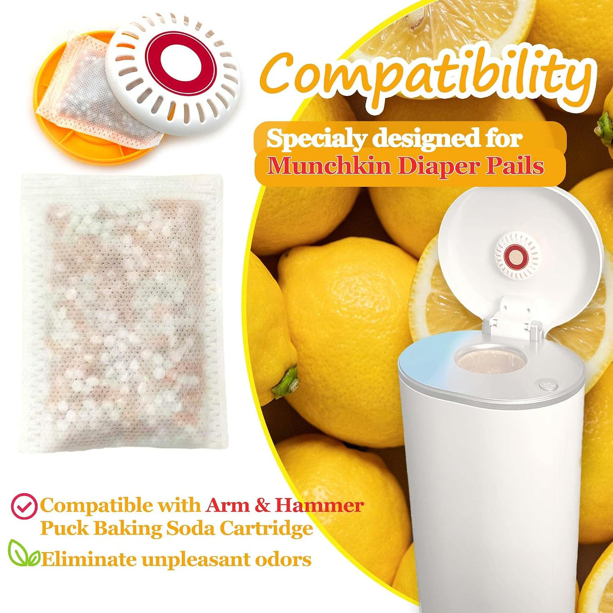 12 PCS Lemon-Scented Deodorizer for Arm & Hammer Puck Cartridge