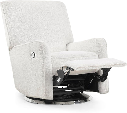 Nest Nursery Swivel Recliner - Fabric is GREENGUARD Gold Certified and Oeko-TEX Standard 100 - Upholstered in a Unique Chenille Yarn for Blanket Like Softness, Oyster