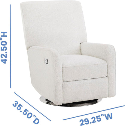 Nest Nursery Swivel Recliner - Fabric is GREENGUARD Gold Certified and Oeko-TEX Standard 100 - Upholstered in a Unique Chenille Yarn for Blanket Like Softness, Oyster