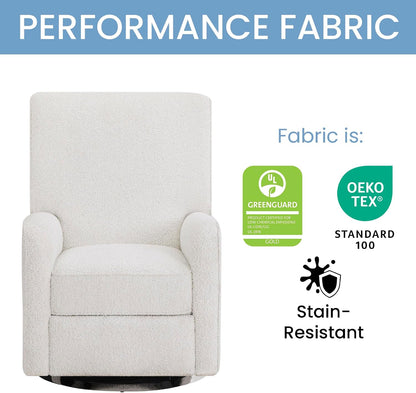Nest Nursery Swivel Recliner - Fabric is GREENGUARD Gold Certified and Oeko-TEX Standard 100 - Upholstered in a Unique Chenille Yarn for Blanket Like Softness, Oyster