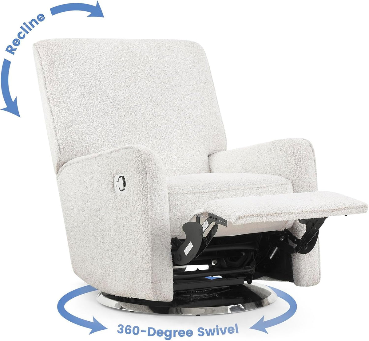 Nest Nursery Swivel Recliner - Fabric is GREENGUARD Gold Certified and Oeko-TEX Standard 100 - Upholstered in a Unique Chenille Yarn for Blanket Like Softness, Oyster