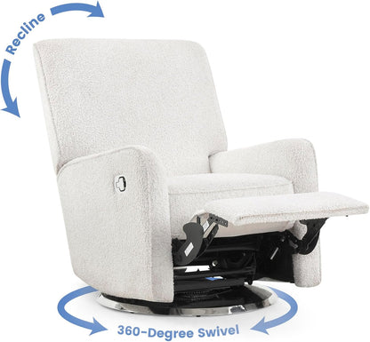 Nest Nursery Swivel Recliner - Fabric is GREENGUARD Gold Certified and Oeko-TEX Standard 100 - Upholstered in a Unique Chenille Yarn for Blanket Like Softness, Oyster