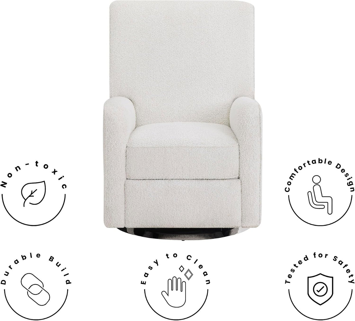 Nest Nursery Swivel Recliner - Fabric is GREENGUARD Gold Certified and Oeko-TEX Standard 100 - Upholstered in a Unique Chenille Yarn for Blanket Like Softness, Oyster
