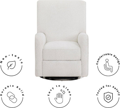 Nest Nursery Swivel Recliner - Fabric is GREENGUARD Gold Certified and Oeko-TEX Standard 100 - Upholstered in a Unique Chenille Yarn for Blanket Like Softness, Oyster