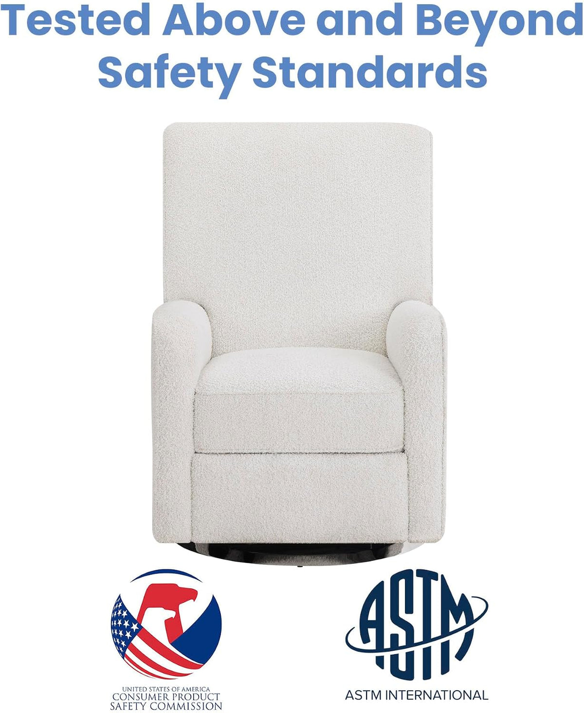 Nest Nursery Swivel Recliner - Fabric is GREENGUARD Gold Certified and Oeko-TEX Standard 100 - Upholstered in a Unique Chenille Yarn for Blanket Like Softness, Oyster
