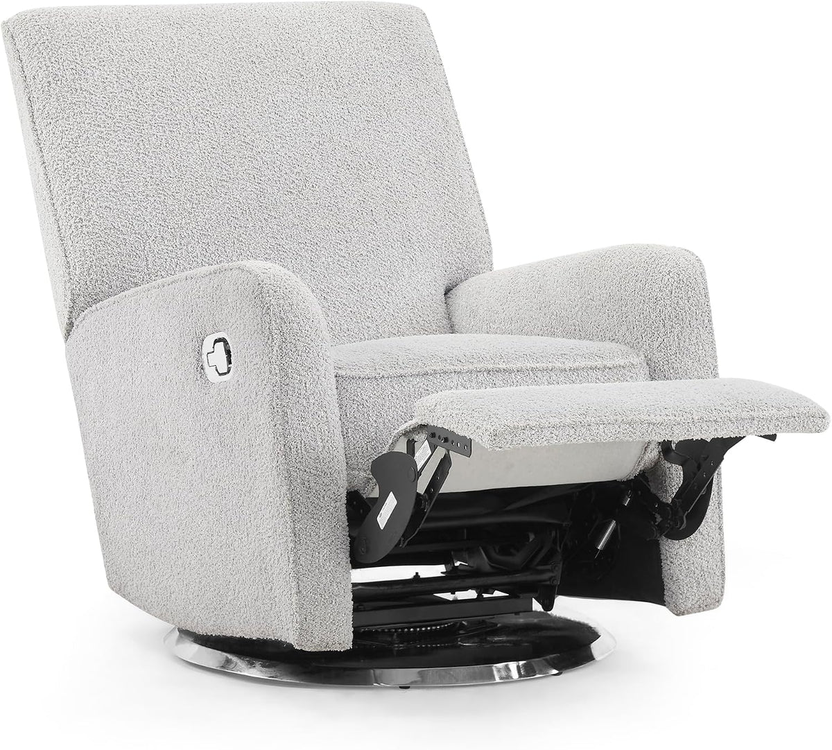 Nest Nursery Swivel Recliner - Fabric is GREENGUARD Gold Certified and Oeko-TEX Standard 100 - Upholstered in a Unique Chenille Yarn for Blanket Like Softness, Oyster