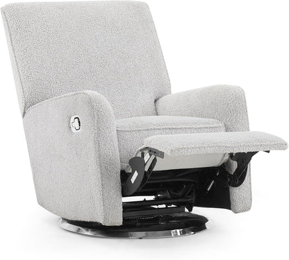 Nest Nursery Swivel Recliner - Fabric is GREENGUARD Gold Certified and Oeko-TEX Standard 100 - Upholstered in a Unique Chenille Yarn for Blanket Like Softness, Oyster
