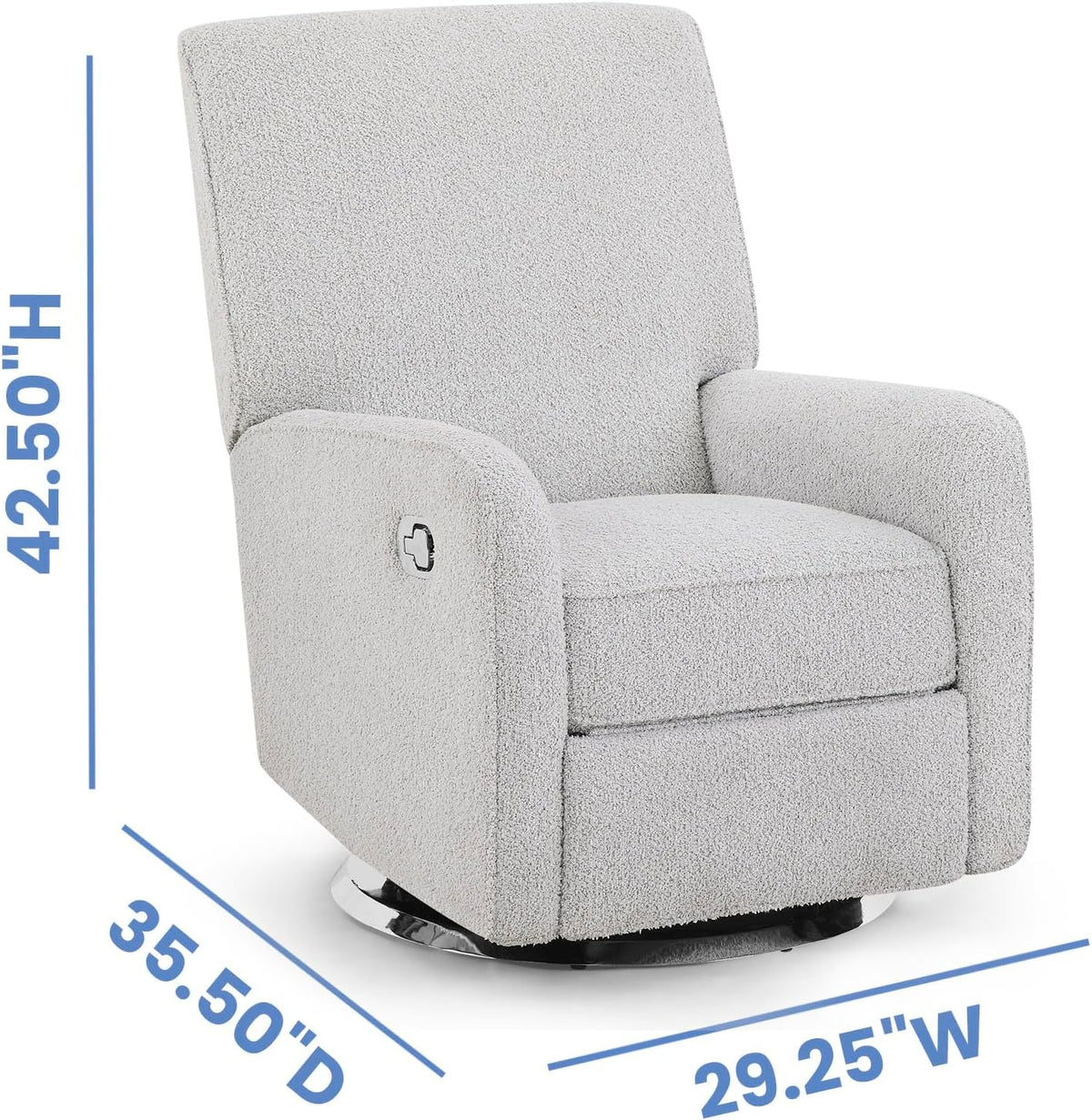 Nest Nursery Swivel Recliner - Fabric is GREENGUARD Gold Certified and Oeko-TEX Standard 100 - Upholstered in a Unique Chenille Yarn for Blanket Like Softness, Oyster