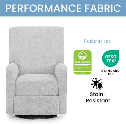 Nest Nursery Swivel Recliner - Fabric is GREENGUARD Gold Certified and Oeko-TEX Standard 100 - Upholstered in a Unique Chenille Yarn for Blanket Like Softness, Oyster