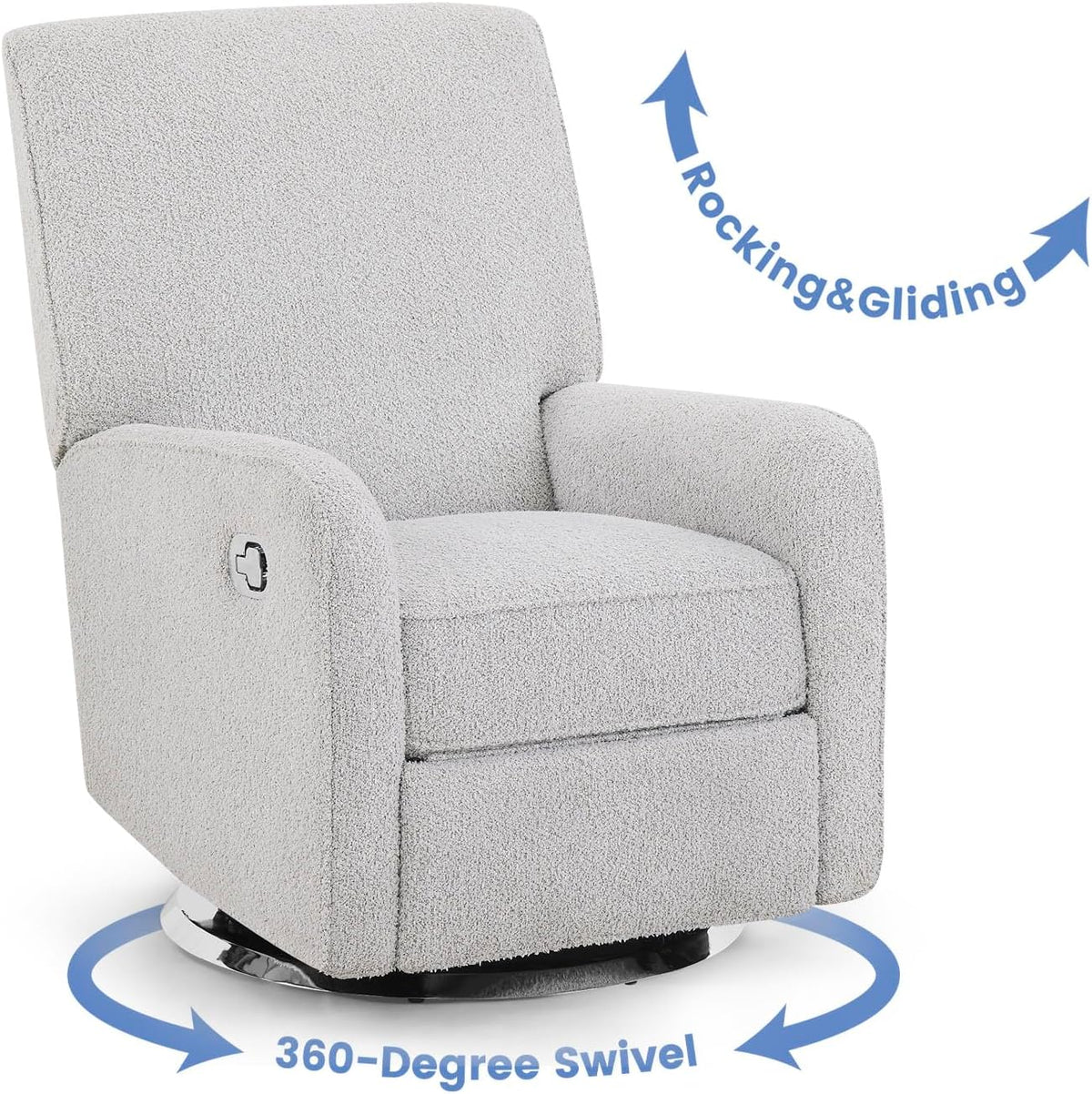 Nest Nursery Swivel Recliner - Fabric is GREENGUARD Gold Certified and Oeko-TEX Standard 100 - Upholstered in a Unique Chenille Yarn for Blanket Like Softness, Oyster