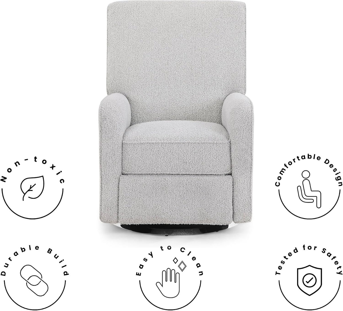 Nest Nursery Swivel Recliner - Fabric is GREENGUARD Gold Certified and Oeko-TEX Standard 100 - Upholstered in a Unique Chenille Yarn for Blanket Like Softness, Oyster