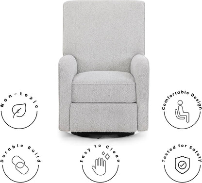 Nest Nursery Swivel Recliner - Fabric is GREENGUARD Gold Certified and Oeko-TEX Standard 100 - Upholstered in a Unique Chenille Yarn for Blanket Like Softness, Oyster