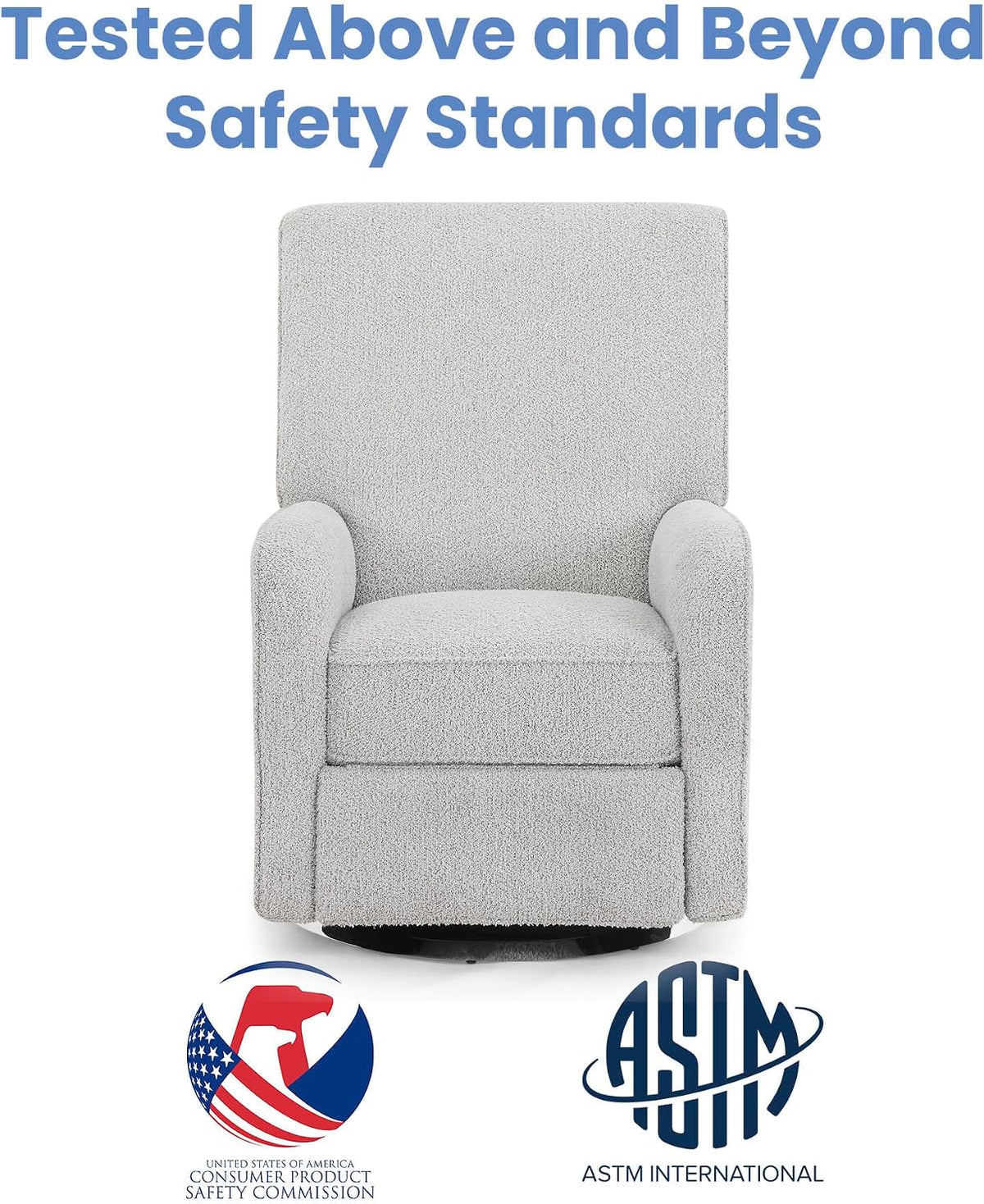 Nest Nursery Swivel Recliner - Fabric is GREENGUARD Gold Certified and Oeko-TEX Standard 100 - Upholstered in a Unique Chenille Yarn for Blanket Like Softness, Oyster